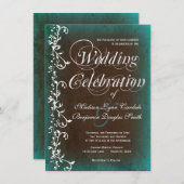 素朴なカントリー風ターコイズブラウンの結婚式招待状 招待状 (正面/裏面)