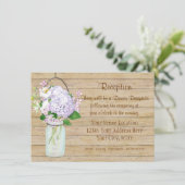 素朴なカントリー風メイソンジャー　ラベンダー　ハイドランジア花束 エンクロージャーカード (スタンド正面)