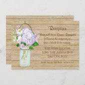 素朴なカントリー風メイソンジャー　ラベンダー　ハイドランジア花束 エンクロージャーカード (正面/裏面)