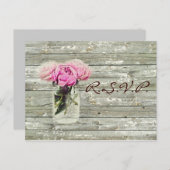 素朴なカントリー風ローズメイソンデJar結婚式の出欠確認 インビテーションポストカード (正面/裏面)