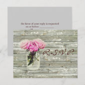 素朴なカントリー風ローズメイソンベアー結婚式の出欠確認 インビテーションポストカード (正面/裏面)