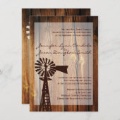 素朴なカントリー風車の木製結婚式招待状 招待状 (正面/裏面)