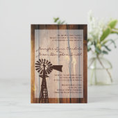 素朴なカントリー風車の木製結婚式招待状 招待状 (スタンド正面)