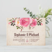 素朴なカントリー クラシカルな花のウェディング 招待状 (スタンド正面)