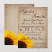 素朴なカントリー サンフラワー リネン 結婚式招待状 招待状 (正面/裏面)
