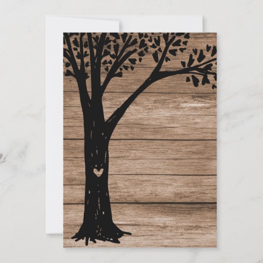 素朴なカントリー ハートの木の彫刻 ウェディング 招待状 (裏面)