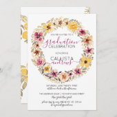 素朴なカントリー フローラル リース 水彩 卒業 招待状 (正面/裏面)