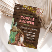 素朴なカントリー・ブーツ カップルシャワーの木の花 招待状