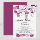 素朴なカントリー メイソンジャー ベビーシャワー 招待状 (正面/裏面)