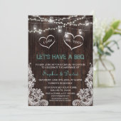 素朴なカントリー ライト ひも ライト ウッド 私も BBQ 招待状 (スタンド正面)