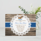 素朴なカントリー ヴィンテージ ウッド 赤ちゃんのお披露目 招待状 (スタンド正面)
