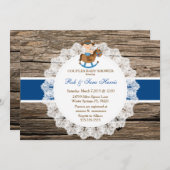 素朴なカントリー ヴィンテージ ウッド 赤ちゃんのお披露目 招待状 (正面/裏面)