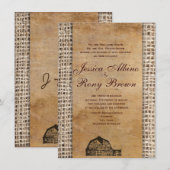 素朴なカントリー ヴィンテージ バーン ラッピング 招待状 (正面/裏面)