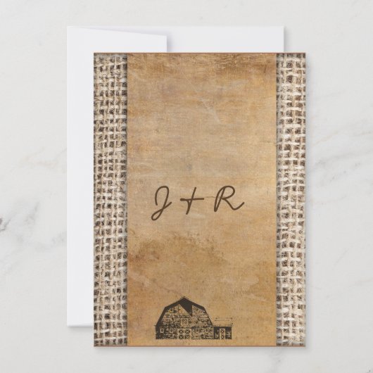 素朴なカントリー ヴィンテージ バーン ラッピング 招待状 (裏面)