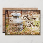 素朴なカントリー ヴィンテージ ミルク缶 Save the Date 招待状 (正面/裏面)