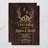 素朴なカントリー sunflower 鹿の角 私たち結婚しました BBQ 招待状 (正面/裏面)