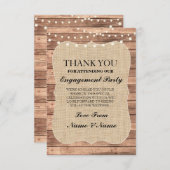 素朴なカード木製のバーラップBBQの婚約ありがとう サンキューカード (正面/裏面)