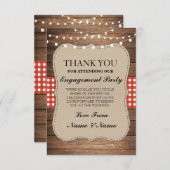 素朴なカード木製の赤いバーラップの婚約ありがとう サンキューカード (正面/裏面)