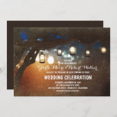 素朴なガーデンライトランタンの結婚式の招待 招待状 (正面/裏面)