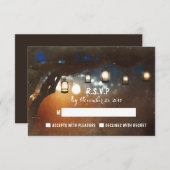 素朴なガーデンライト屋外ウェディングRSVPカード 出欠カード (正面/裏面)