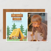素朴なキャンパーの幸せな写真　1歳の誕生日 招待状 (正面/裏面)