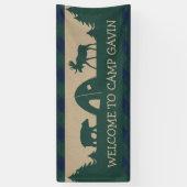 素朴なキャンプの誕生会の歓迎の旗 横断幕 (縦)