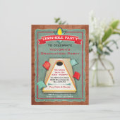 素朴なキャンホールビーンバッグトス パーティー招待状 招待状 (スタンド正面)