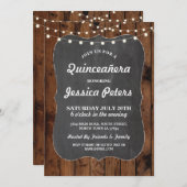 素朴なキンセアニェラのパーティーのチョーク木製ライト招待 招待状 (正面/裏面)