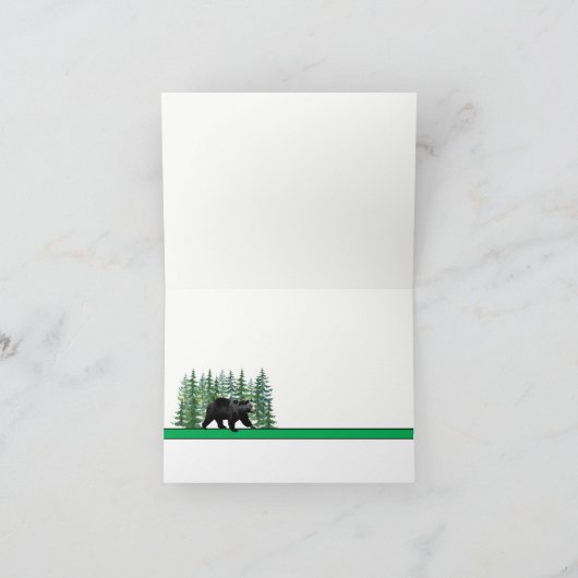 素朴なクマと松の木の感謝カード サンキューカード (内部)