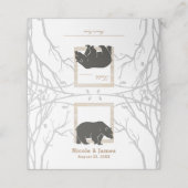 素朴なクマと赤い格子の森の結婚式招待状 プレイスカード (外部開封)