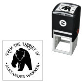 素朴なクマのシルエット #2 ラウンド 図書館の本の名前 セルフインキングスタンプ (インサイチュ)