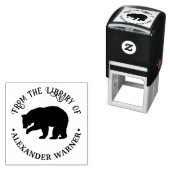 素朴なクマのシルエット #3 丸型 図書館 本の名前 セルフインキングスタンプ (インサイチュ)