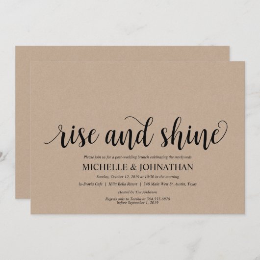 素朴なクラフトのポストの結婚式のブランチの招待状カード 招待状 (正面/裏面)