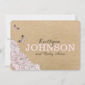 素朴なクラフトのモダンな花のぶら下がったな瓶のベビーシャワー 招待状 (裏面)