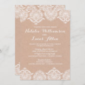 素朴なクラフトのレースの結婚式招待状の招待状 招待状 (正面/裏面)