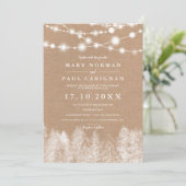 素朴なクラフトの冬のストリングライトの森の結婚式 招待状 (スタンド正面)