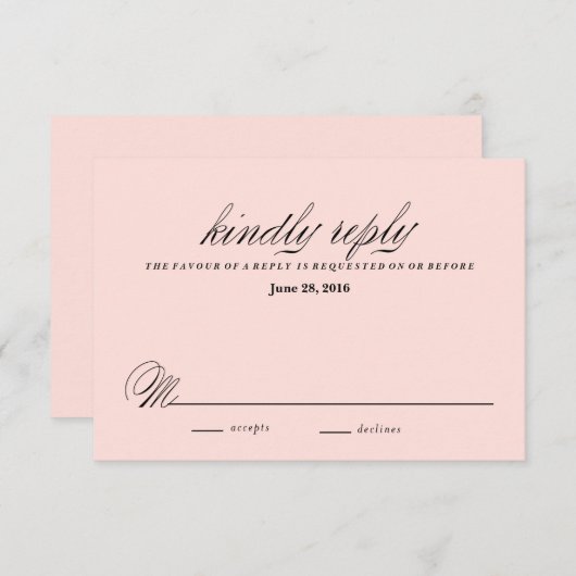 素朴なクラフトの滝のように落ちる花の応答カード 出欠カード (正面/裏面)