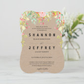 素朴なクラフトの滝のように落ちる花の結婚式招待状 招待状 (スタンド正面)