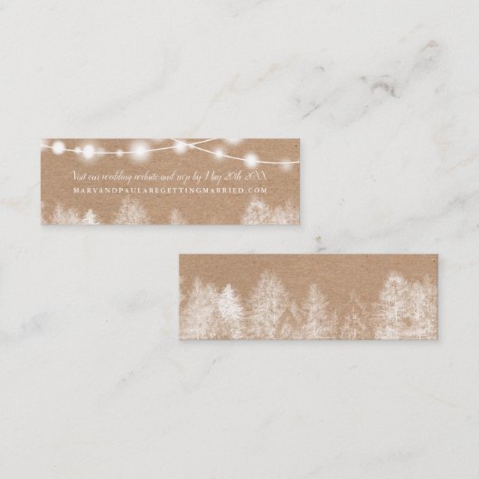 素朴なクラフトの秋の冬のマツライト結婚式の詳細 スキニー名刺 (正面/裏面)