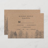 素朴なクラフトの秋の冬の松の木のrsvpの結婚式 出欠カード (正面/裏面)