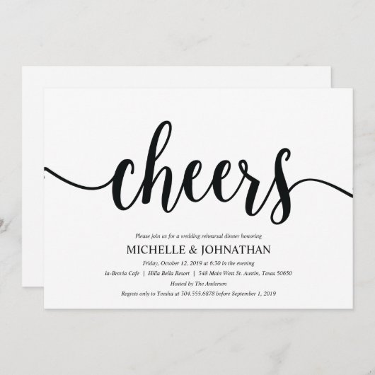 素朴なクラフトの結婚式のリハーサルの夕食の招待 招待状 (正面/裏面)