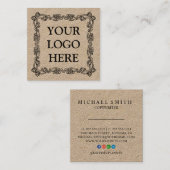 素朴なクラフトはあなたのロゴを加えます スクエア名刺 (正面/裏面)