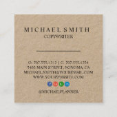 素朴なクラフトはあなたのロゴを加えます スクエア名刺 (裏面)