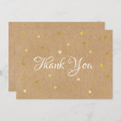 素朴なクラフトゴールドハート感謝 サンキューカード (正面/裏面)