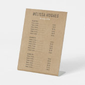 素朴なクラフトサービスメニュー価格表 台座サイン (正面)