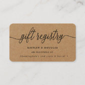 素朴なクラフトスクリプトのギフト登録カード エンクロージャーカード (正面)