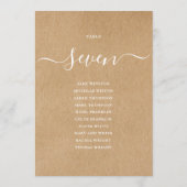 素朴なクラフトスクリプトテーブル番号席次表 招待状 (裏面)