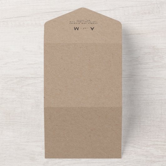 素朴なクラフトスタイルのモダンなタイポグラフィーQRコード招待状 オールインワン招待状 (外側)