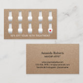 素朴なクラフトネイルサロンのメーキャップアーティストのネイルアーチスト ロイヤリティカード (正面/裏面)