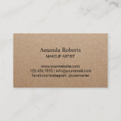 素朴なクラフトネイルサロンのメーキャップアーティストのネイルアーチスト ロイヤリティカード (裏面)